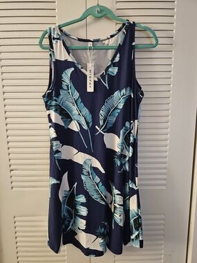 NWT MISFAY Women's Tropical Summer Casual Dress Beach Coverup Tank Dress - Large